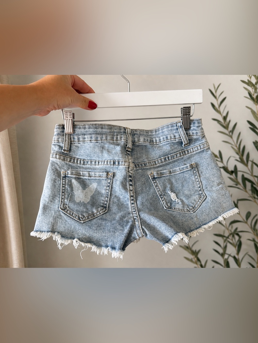 Vintage Havana Light Blue Distressed Denim Shorts Size 10 - Picture 5 of 7
